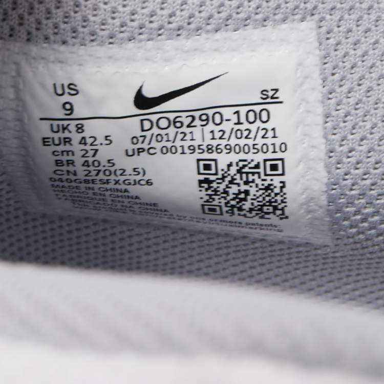 Pre Owned  Off-White X Nike White Nylon and Mesh  Force 1 mid  Virgil Abloh Sneakers Size 42.5