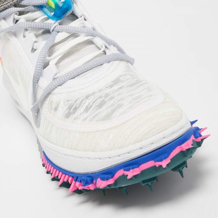 Pre Owned  Off-White X Nike White Nylon and Mesh  Force 1 mid  Virgil Abloh Sneakers Size 42.5
