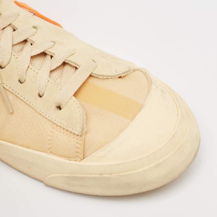 Pre Owned Off-White x Nike Beige Mesh And Leather Mid Blazer High Top Sneakers Size 46