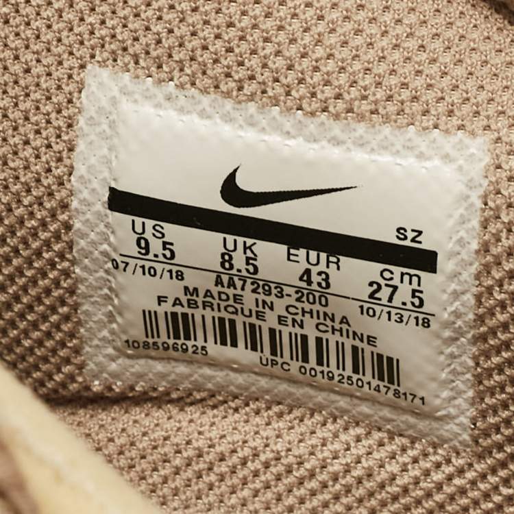 Pre Owned Off-White x Nike Beige Fabric and Suede Air Max 90 Desert Ore Low Top Sneakers Size 43