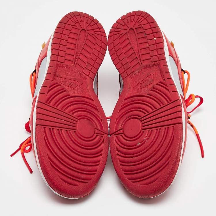 Pre Owned Off-White x Nike Red/Grey Leather Lace Up Sneakers Size 43