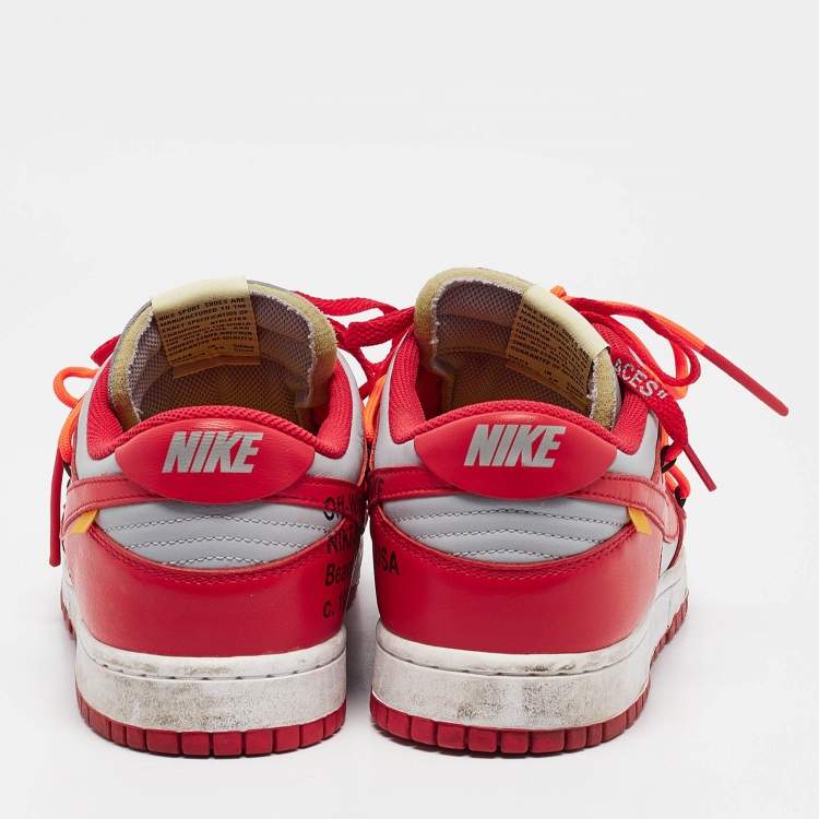 Pre Owned Off-White x Nike Red/Grey Leather Lace Up Sneakers Size 43
