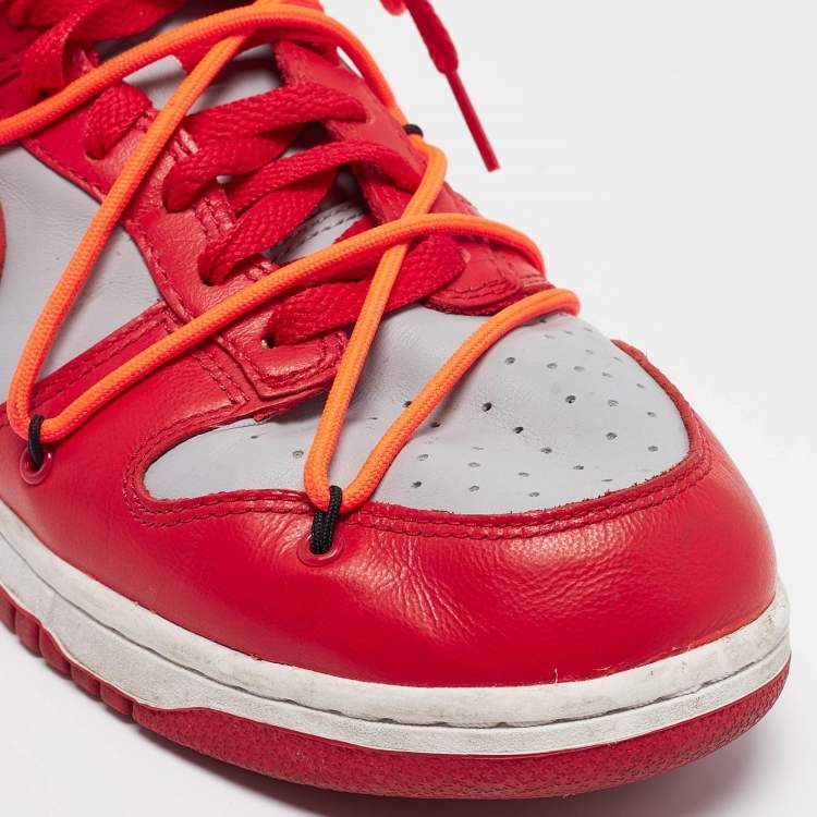 Pre Owned Off-White x Nike Red/Grey Leather Lace Up Sneakers Size 43