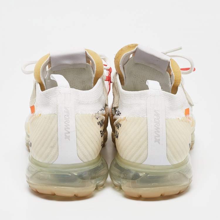 Pre Owned Off-White x Nike White Knit Fabric Air Vapormax Lace Up Sneakers Size 44.5