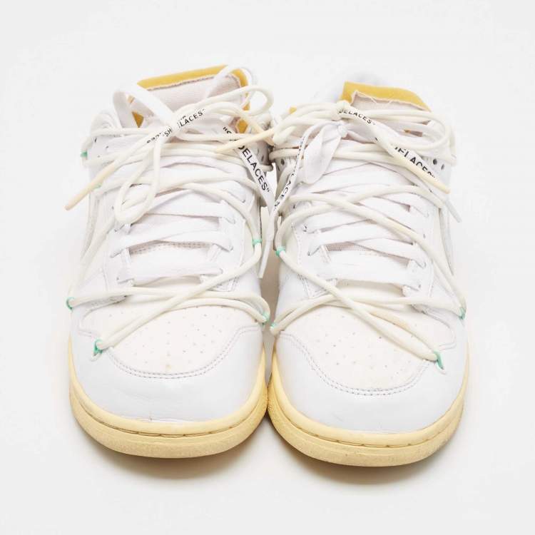 Pre Owned Off-White x Nike White Canvas and Leather Lot 1 Sneakers Size 43