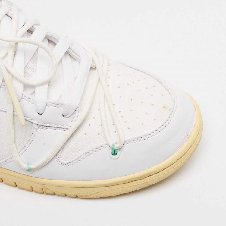 Pre Owned Off-White x Nike White Canvas and Leather Lot 1 Sneakers Size 43