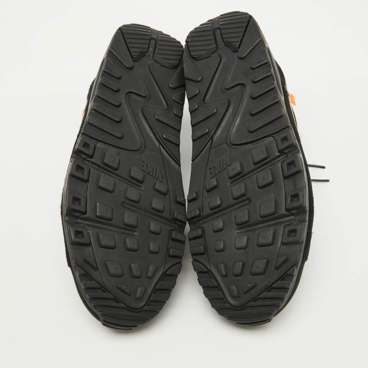 Pre Owned Off-White x Nike Black Fabric and Suede Air Max 90 Sneakers Size 45.5
