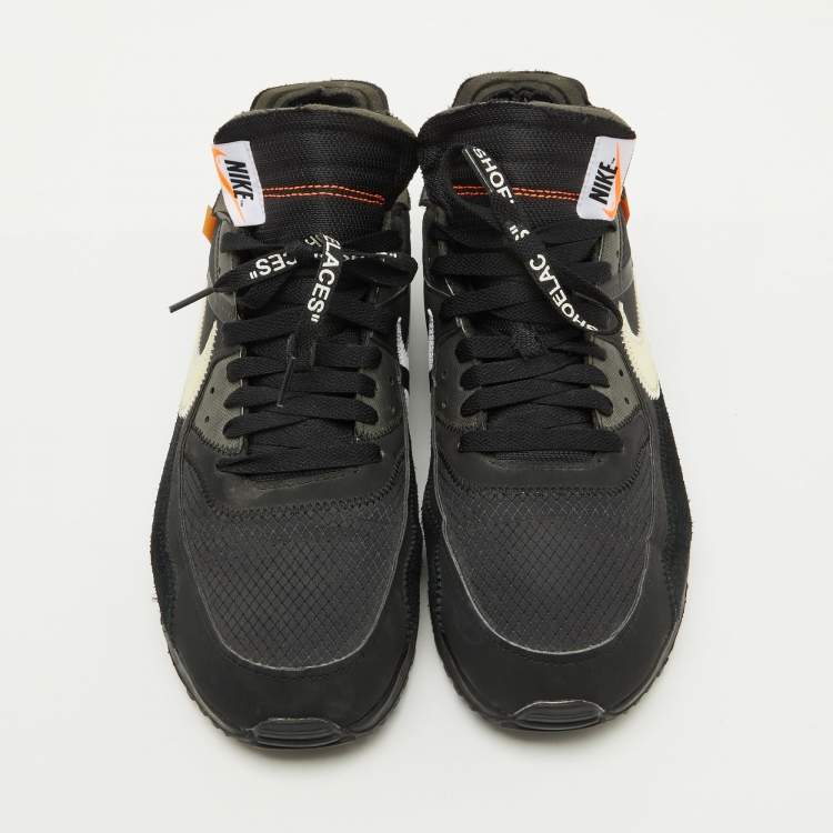 Pre Owned Off-White x Nike Black Fabric and Suede Air Max 90 Sneakers Size 45.5