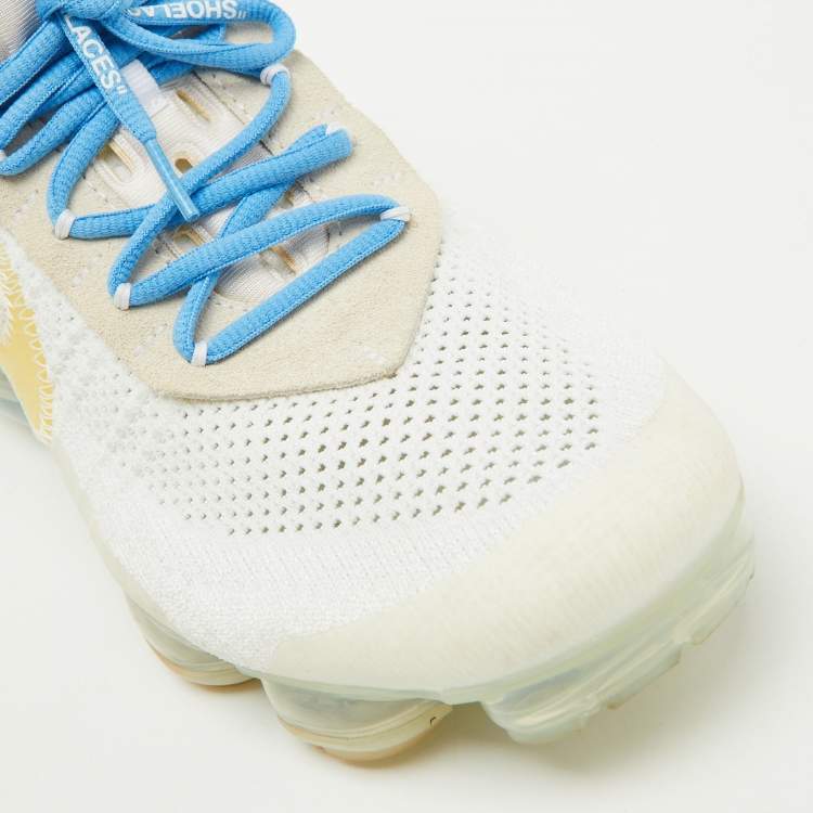 Pre Owned Off-White x Nike White Knit Fabric Air Vapormax Lace Up Sneakers Size 45