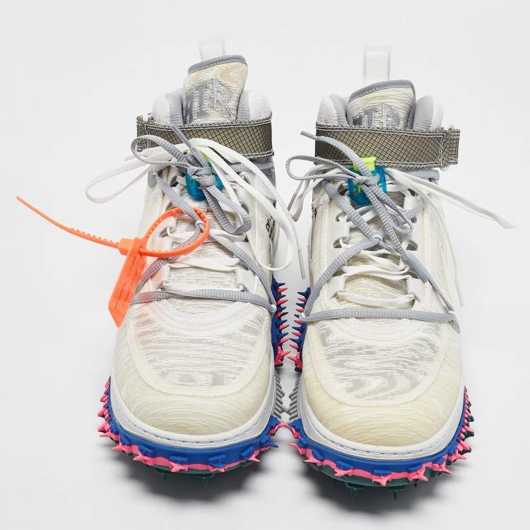 Pre Owned Off-White x Nike White Mesh Air Force 1 Mid Sneakers Size 47.5