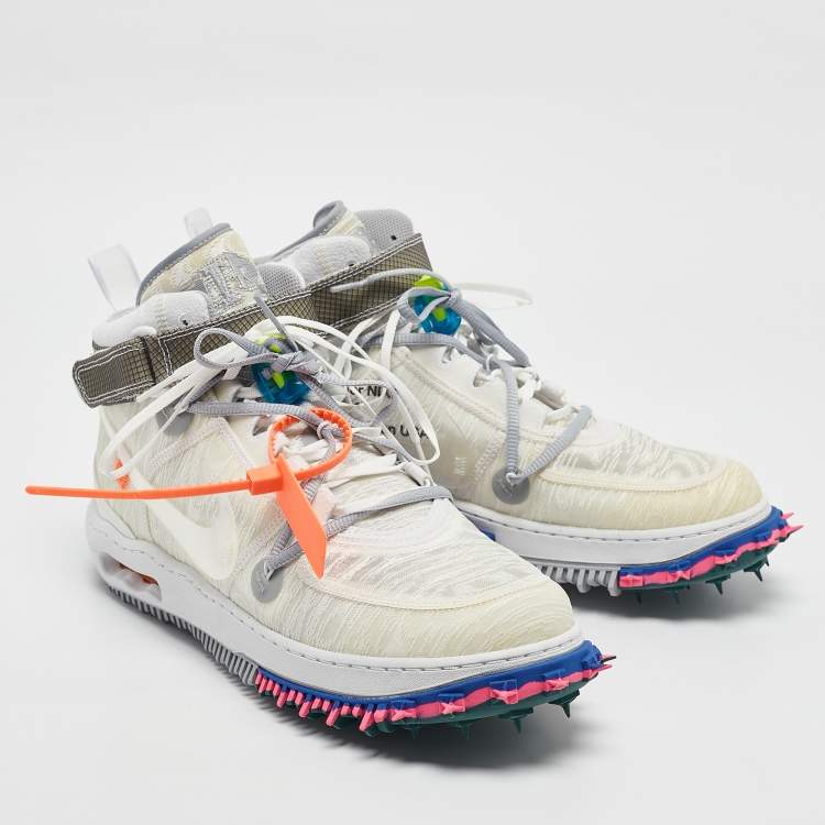 Pre Owned Off-White x Nike White Mesh Air Force 1 Mid Sneakers Size 47.5