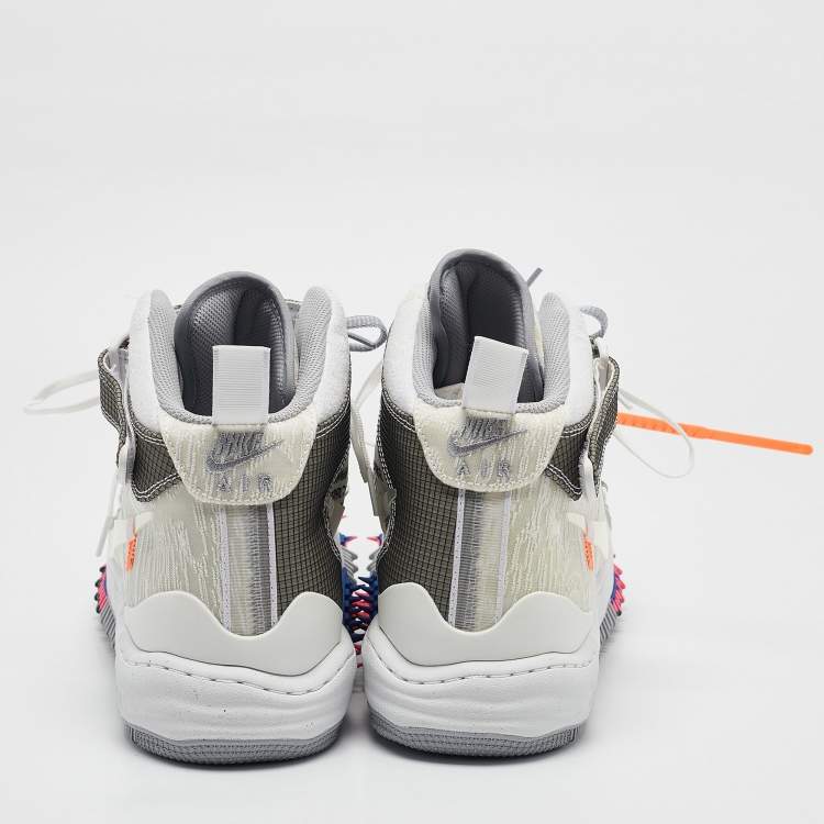 Pre Owned Off-White x Nike White Mesh Air Force 1 Mid Sneakers Size 47.5