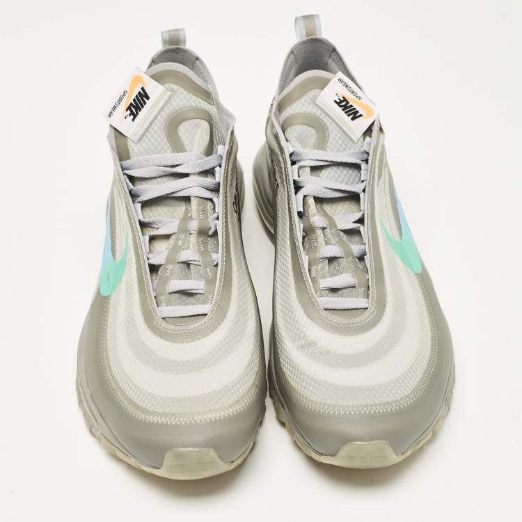 Pre Owned Off White x Nike Grey Mesh and Rubber Air Max 97 Menta Sneakers Size 45