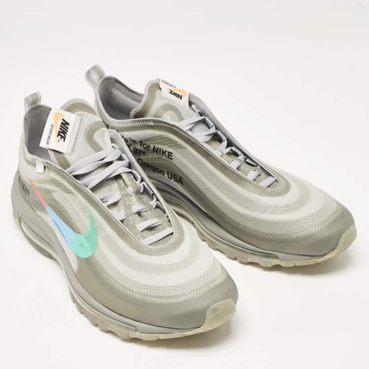Pre Owned Off White x Nike Grey Mesh and Rubber Air Max 97 Menta Sneakers Size 45