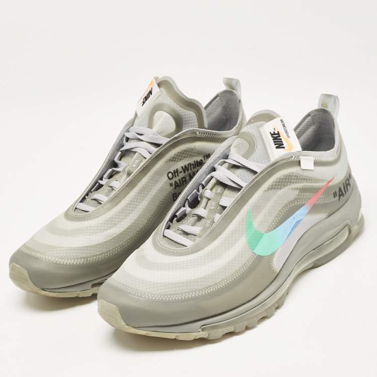 Pre Owned Off White x Nike Grey Mesh and Rubber Air Max 97 Menta Sneakers Size 45