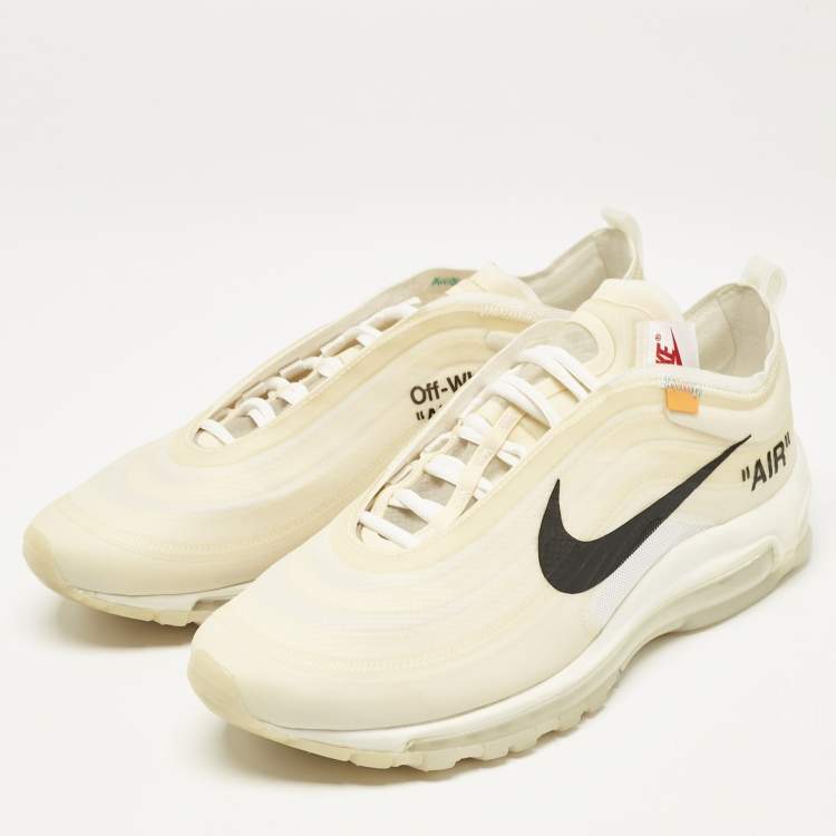 Pre Owned Off White x Nike White Mesh and Rubber Air Max 97 Sneakers Size 45