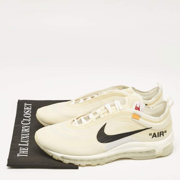 Pre Owned Off White x Nike White Mesh and Rubber Air Max 97 Sneakers Size 45