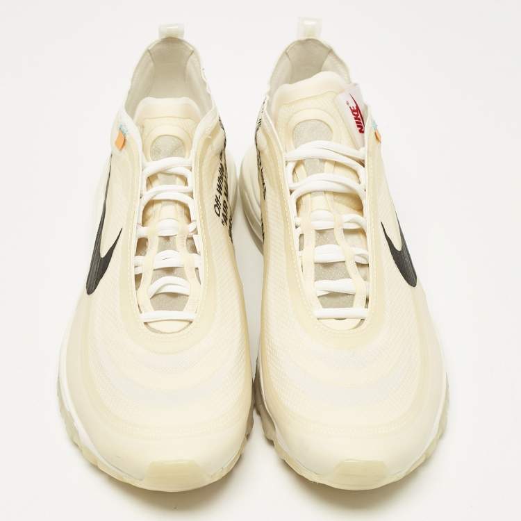 Pre Owned Off White x Nike White Mesh and Rubber Air Max 97 Sneakers Size 45