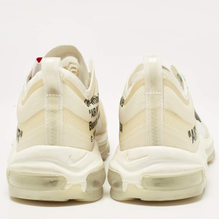Pre Owned Off White x Nike White Mesh and Rubber Air Max 97 Sneakers Size 45