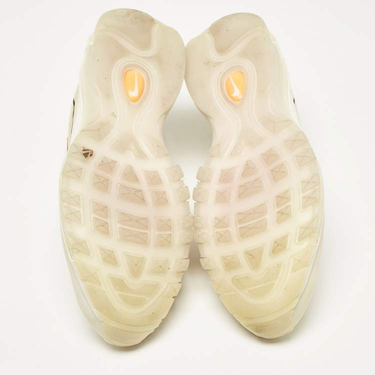 Pre Owned Off White x Nike White Mesh and Rubber Air Max 97 Sneakers Size 45