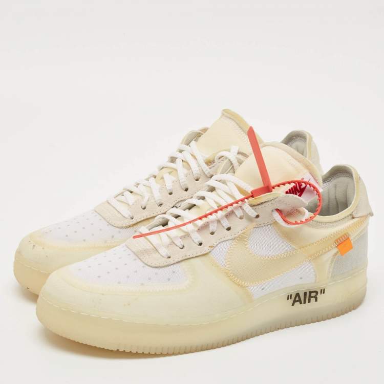 Pre Owned Off-White x Nike White Mesh and Suede The Ten Low Top Sneakers Size 46