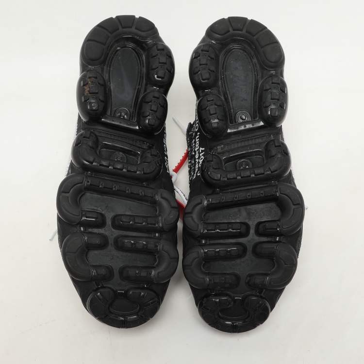 Pre Owned Off-White x Nike Black Knit Fabric and Suede Air VaporMax Low Top Sneakers Size 43