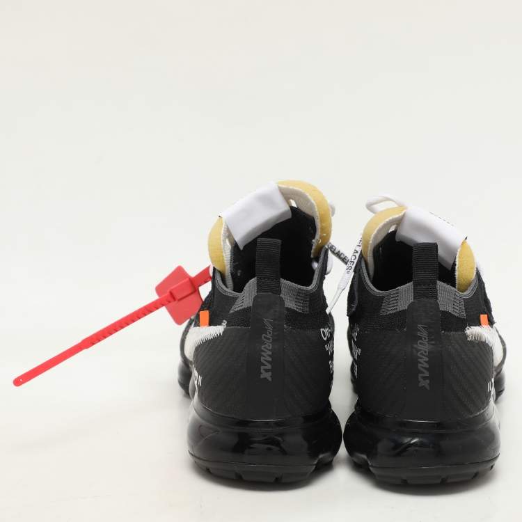 Pre Owned Off-White x Nike Black Knit Fabric and Suede Air VaporMax Low Top Sneakers Size 43