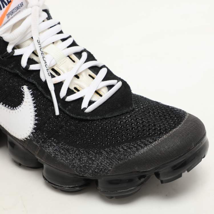 Pre Owned Off-White x Nike Black Knit Fabric and Suede Air VaporMax Low Top Sneakers Size 43