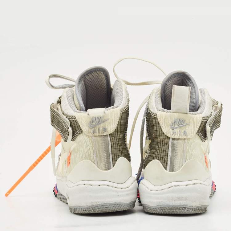 Pre Owned Off-White x Nike White Mesh Air Force 1 Mid Sneakers Size 40