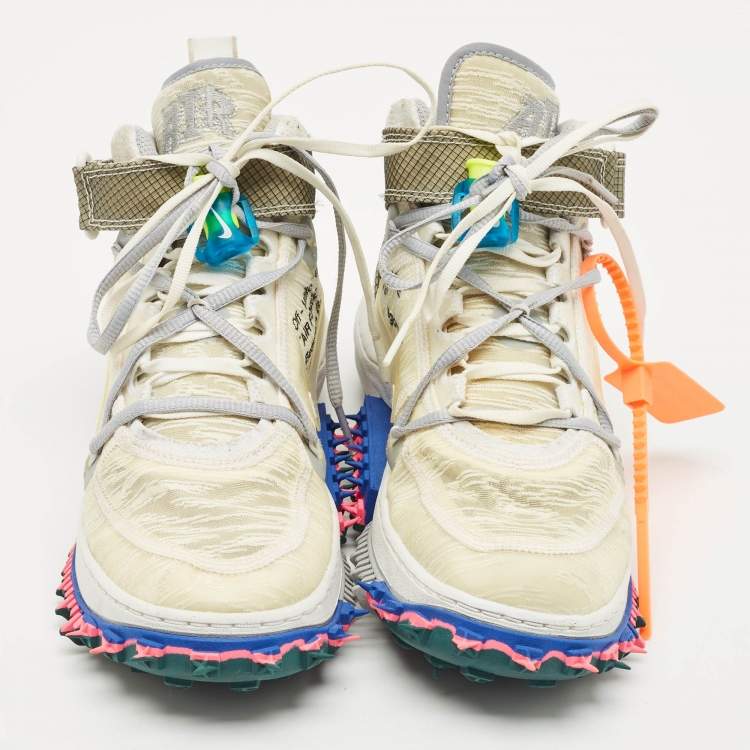 Pre Owned Off-White x Nike White Mesh Air Force 1 Mid Sneakers Size 40