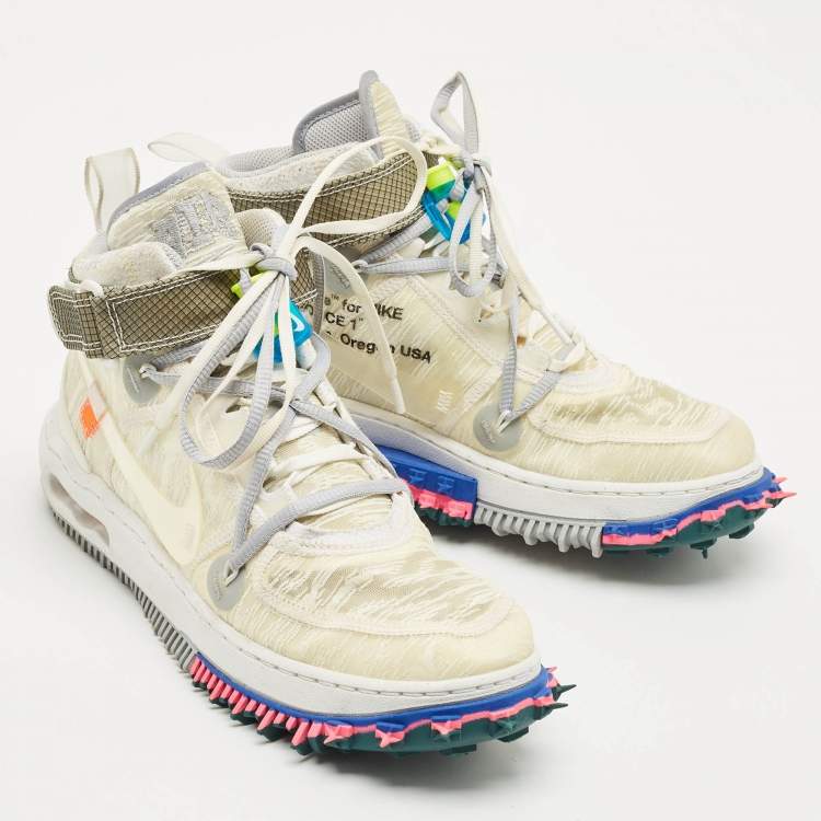 Pre Owned Off-White x Nike White Mesh Air Force 1 Mid Sneakers Size 40