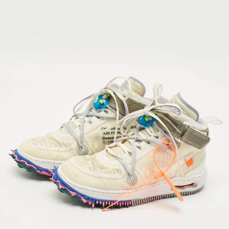 Pre Owned Off-White x Nike White Mesh Air Force 1 Mid Sneakers Size 40