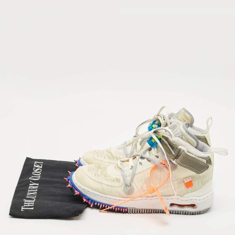 Pre Owned Off-White x Nike White Mesh Air Force 1 Mid Sneakers Size 40