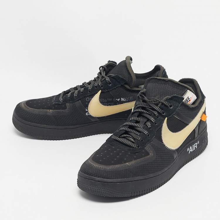 Pre Owned Off-White x Nike Black Mesh and Suede Air Force 1 Low Sneakers Size 46