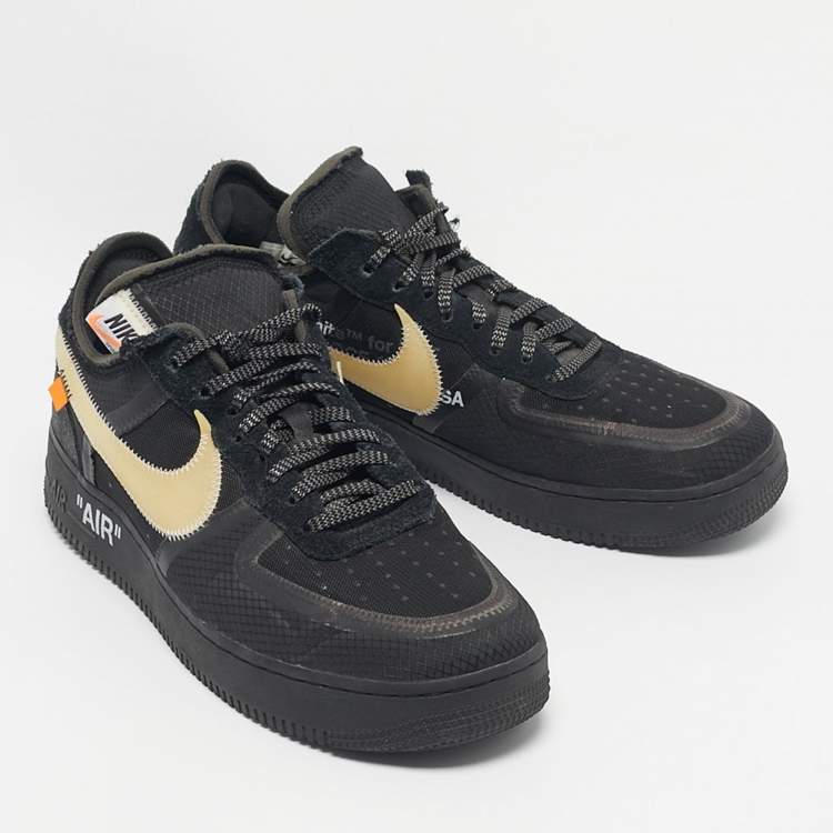 Pre Owned Off-White x Nike Black Mesh and Suede Air Force 1 Low Sneakers Size 46
