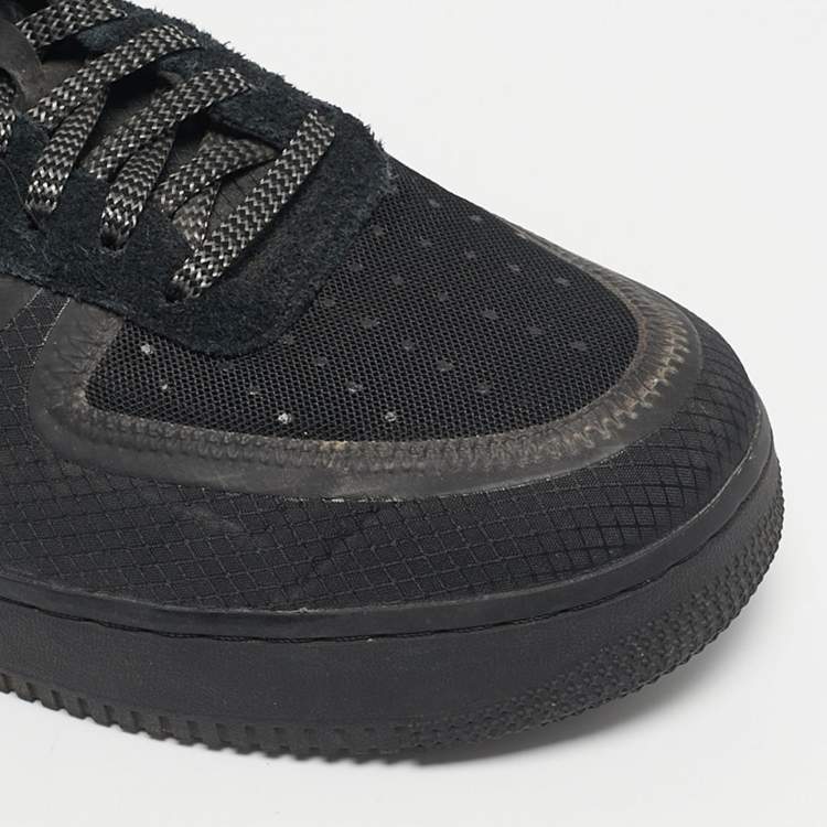 Pre Owned Off-White x Nike Black Mesh and Suede Air Force 1 Low Sneakers Size 46