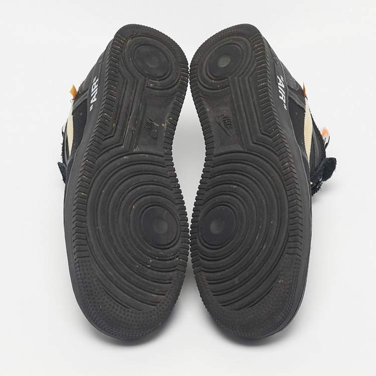 Pre Owned Off-White x Nike Black Mesh and Suede Air Force 1 Low Sneakers Size 46
