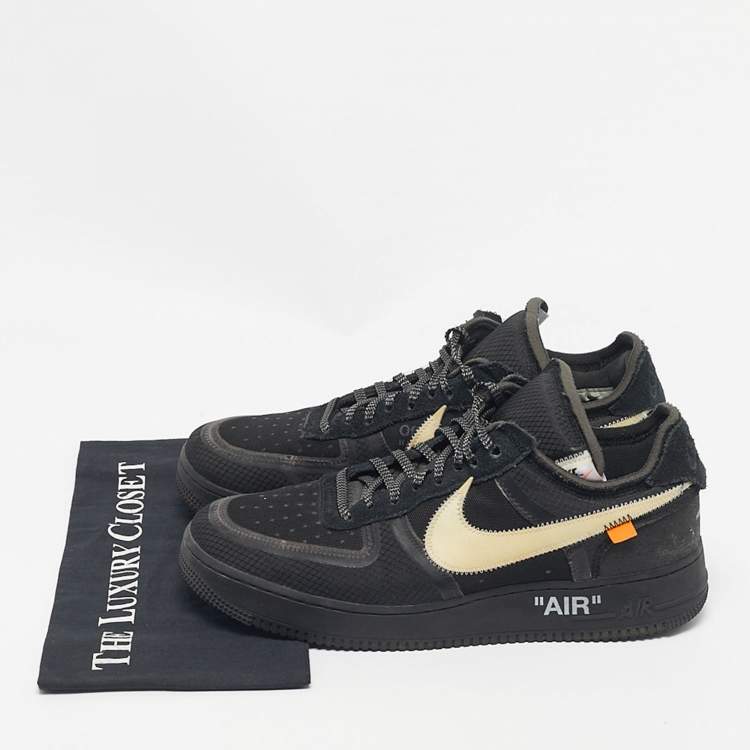 Pre Owned Off-White x Nike Black Mesh and Suede Air Force 1 Low Sneakers Size 46