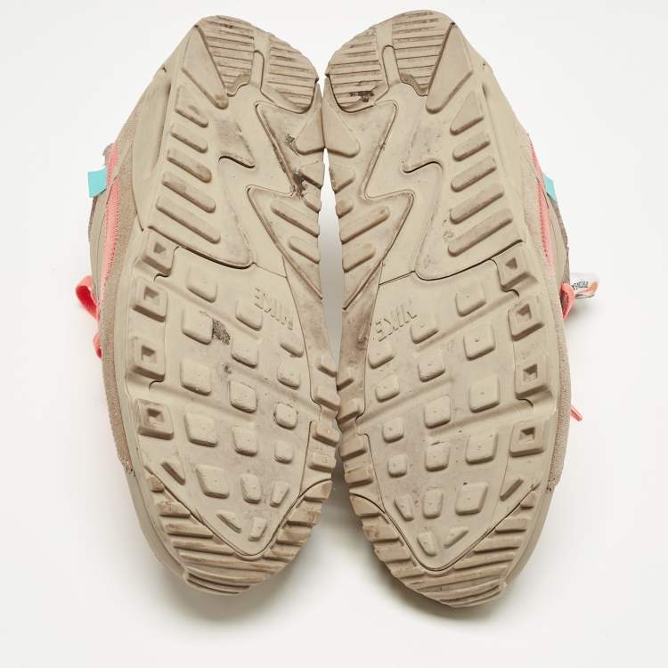 Pre Owned Off-White x Nike Brown Fabric and Leather Air Max 90 Desert Ore Lace Up Sneakers Size 42.5