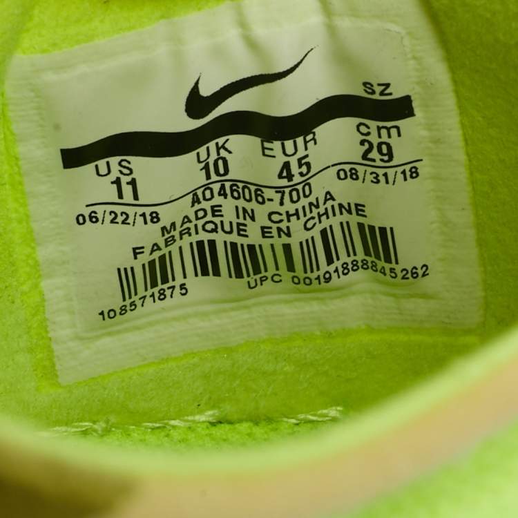 Pre Owned Off-White x Nike Neon Green Mesh and Suede Air Force 1 Low Volt Sneakers Size 45