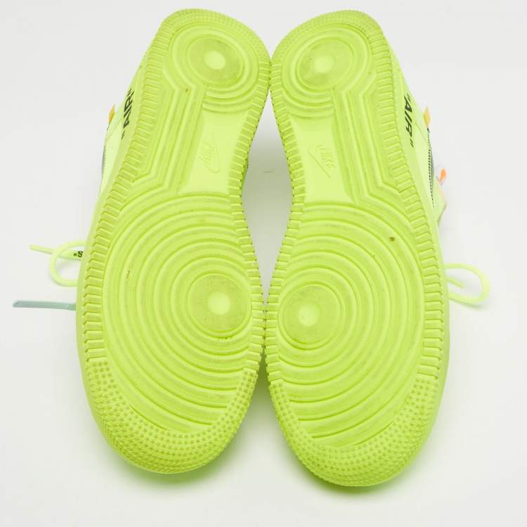 Pre Owned Off-White x Nike Neon Green Mesh and Suede Air Force 1 Low Volt Sneakers Size 45