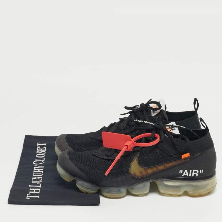 Pre Owned Off-White x Nike Black Knit Fabric Air VaporMax Sneakers Size 44