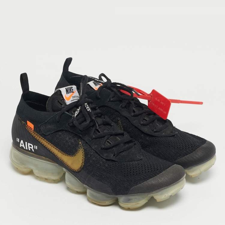 Pre Owned Off-White x Nike Black Knit Fabric Air VaporMax Sneakers Size 44