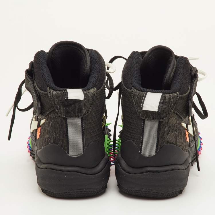 Pre Owned Off-White x Nike Air Force 1 Mid Size 42 Black Fabric Lace Up Sneakers