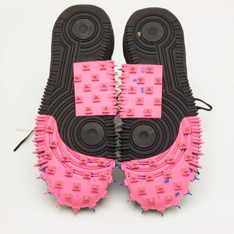 Pre Owned Off-White x Nike Air Force 1 Mid Size 42 Black Fabric Lace Up Sneakers