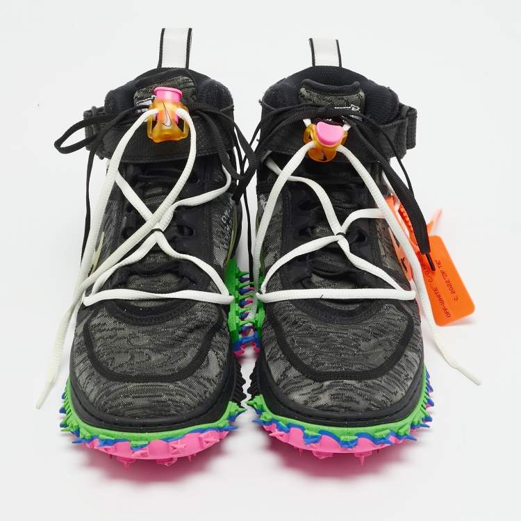 Pre Owned Off-White x Nike Air Force1 Size 42 Black Mesh Mid Top Sneakers