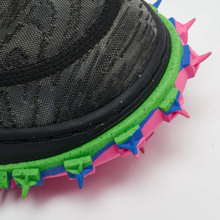 Pre Owned Off-White x Nike Air Force1 Size 42 Black Mesh Mid Top Sneakers