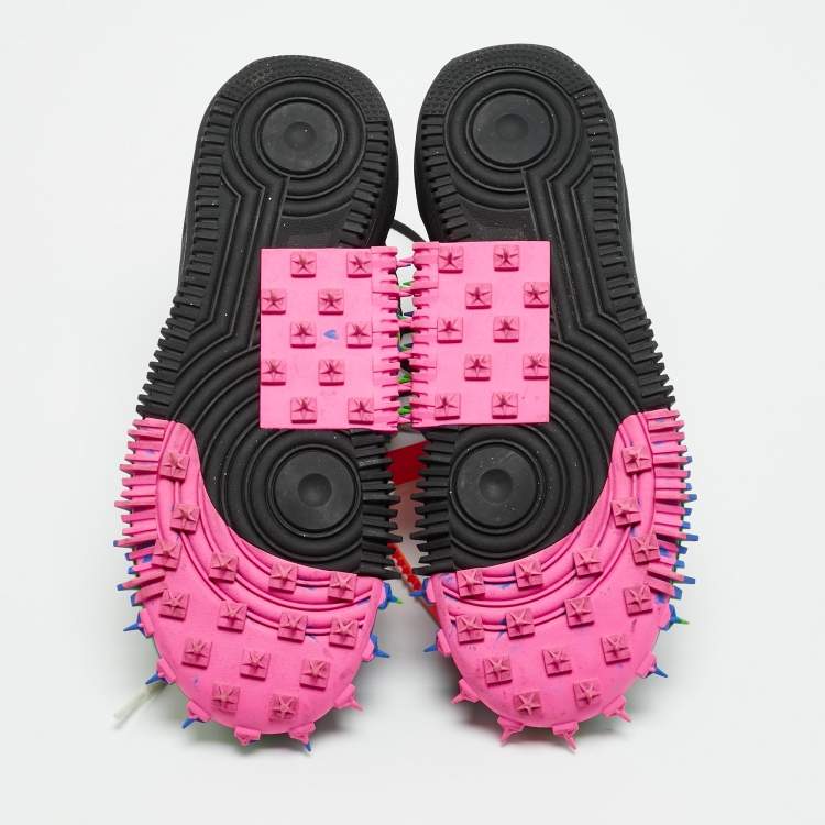 Pre Owned Off-White x Nike Air Force1 Size 42 Black Mesh Mid Top Sneakers