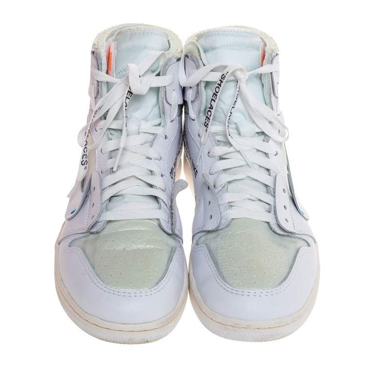 Pre Owned Nike x Off-White Jordan 1 Retro High Top Sneakers Size 44