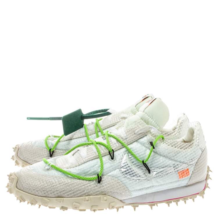 Pre Owned Off White x Nike White PVC Waffle Racer Low Top Sneakers Size 42